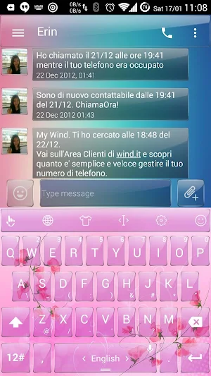 Keyboard Theme Glass Pink Flow Screenshot 0