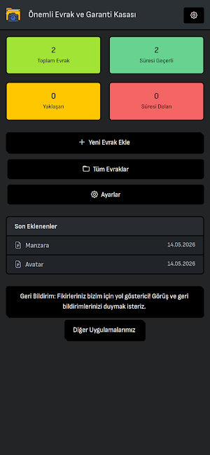 Önemli Evrak ve Garanti Kasası Screenshot 0