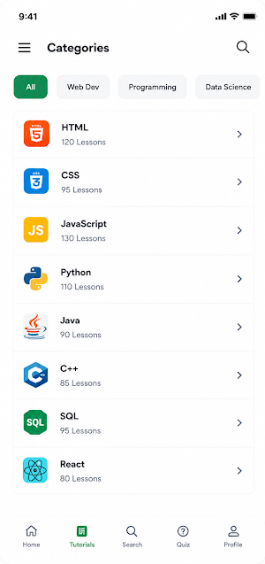 w3 Schools app Screenshot 2