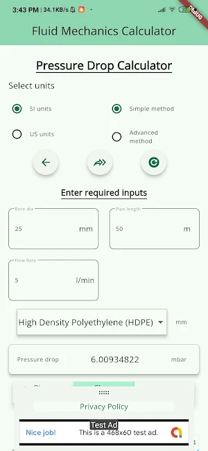 Fluid Mechanics Calculator Screenshot 1
