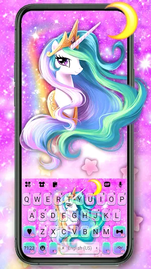 Purple Galaxy Unicorn Keyboard Background Screenshot 0