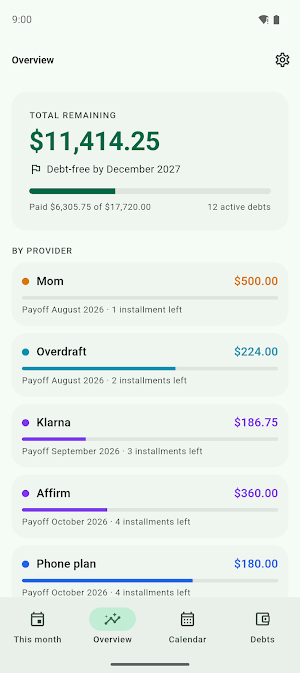 List Debt: Installment Tracker Screenshot 1