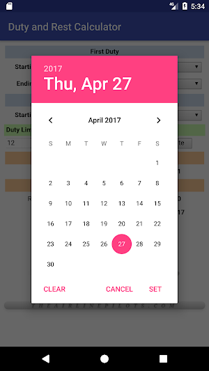 Duty and Rest Calculator Screenshot 1
