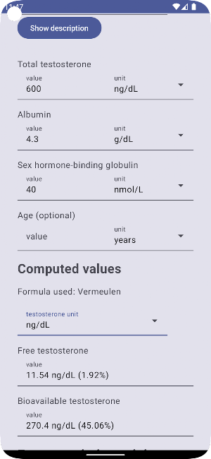 Better Testosterone Calculator Screenshot 1