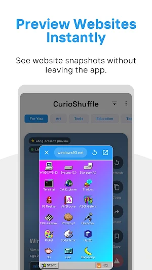 CurioShuffle: Find Cool Sites Screenshot 1