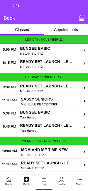 Bungee Bliss Fitness Studio Screenshot 1