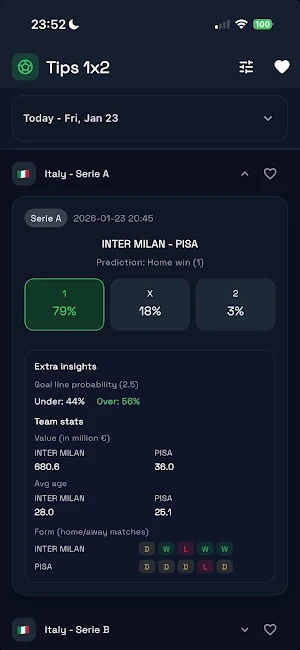 Tips 1x2 - betting tips Screenshot 0