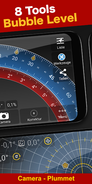 Bubble Level, Spirit Level, Clinometer, Protractor Screenshot 1