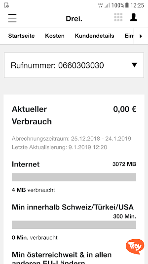 Drei Kundenzone Screenshot 2