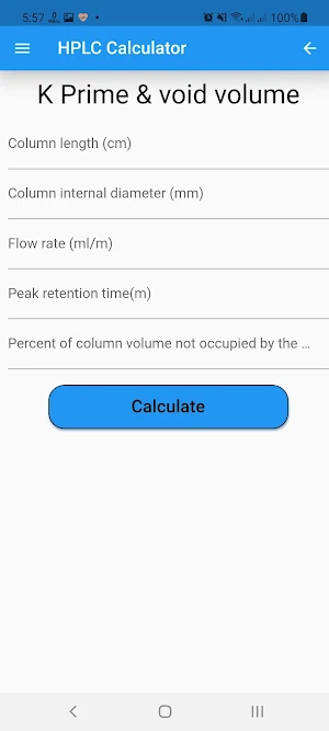 HPLC calculator Screenshot 2