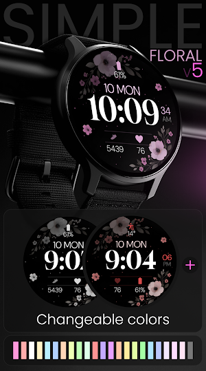 Simple Floral 5 Watch Face Screenshot 1