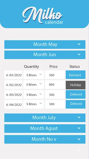 MilkoCalendar Screenshot 2