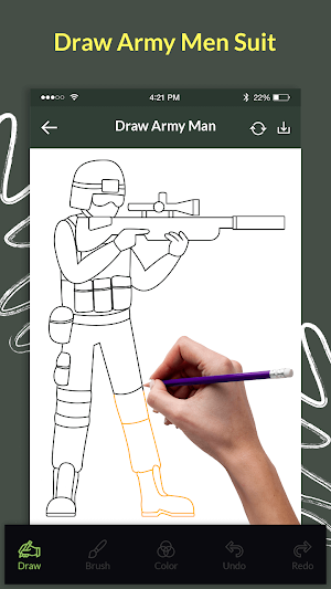 Step by Step Army Suit Drawing Screenshot 2