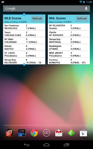 Sports Scores Widget Screenshot 0