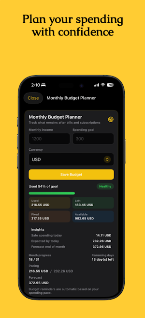 Spendex Budget Planner Screenshot 1