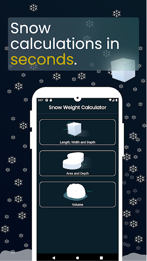 Snow weight and volume calculator Screenshot 0
