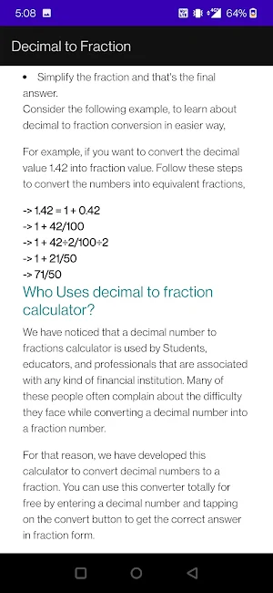 Decimal to Fraction Screenshot 3