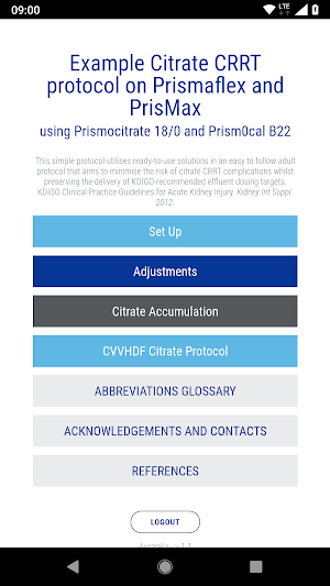 Prismaflex Citrate Protocol Screenshot 1