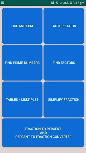 HCF and LCM+Factorization+Fraction Calc (No ADS) Screenshot 0