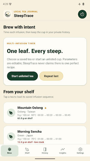 SteepTrace Tea Journal Screenshot 0