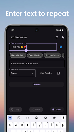 Text Repeater - Repeat Text Screenshot 1