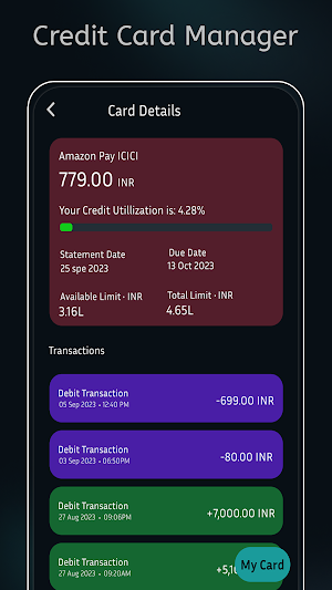 Credit Card Manager Screenshot 1