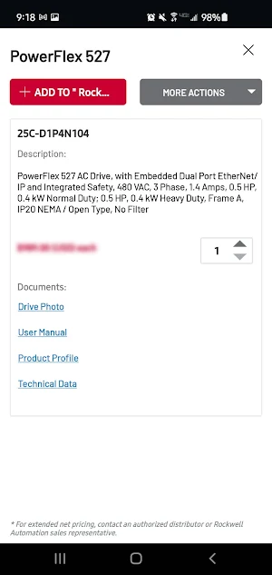 Rockwell Automation Product Catalog App Screenshot 1
