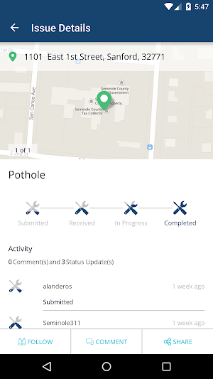 Seminole311 App Screenshot 1