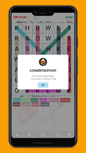 Indonesian Dishes Wordsearch Screenshot 2