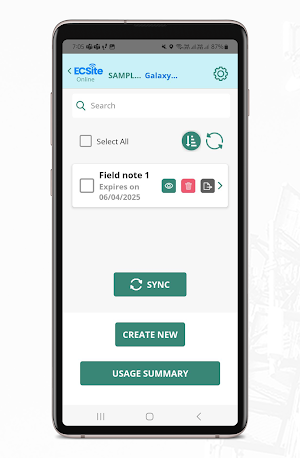 ECSite Field Note Screenshot 2