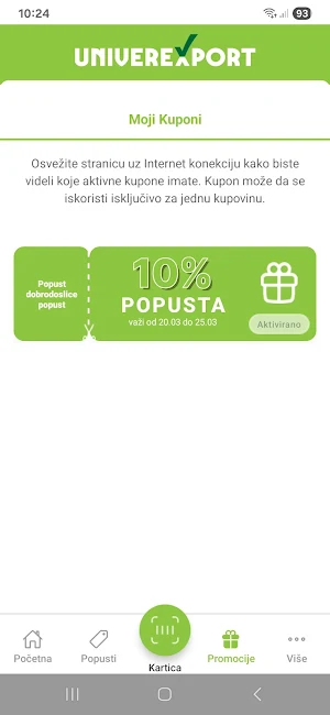Univerexport aplikacija Screenshot 1