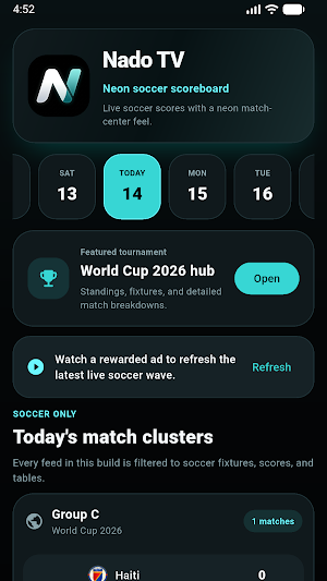 Nado TV - Live Soccer Scores Screenshot 0