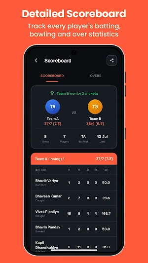 Scorezy - Easy Cricket Scoring Screenshot 2