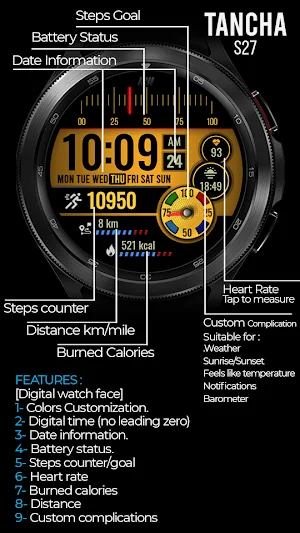 Tancha S27 Digital Watch Face Screenshot 2