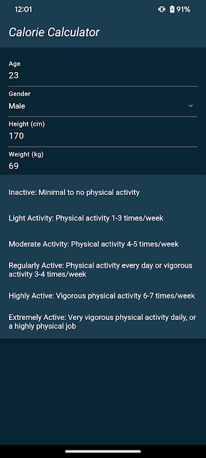 Calorie Calculator Screenshot 2