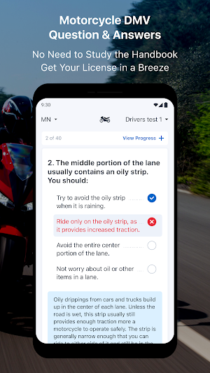 Motorcycle DMV Written Test Screenshot 3