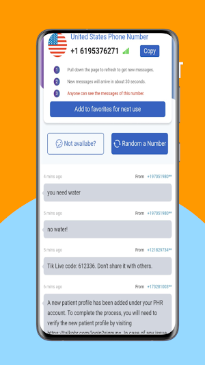 Virtual  Phone Number sms Screenshot 1
