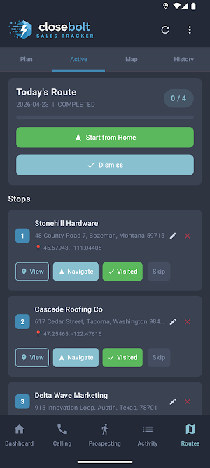 Closebolt: Field Sales Tracker Screenshot 2