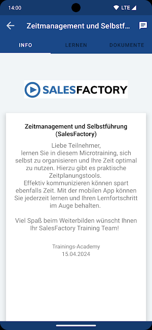 SalesFactory - Learning App Screenshot 1