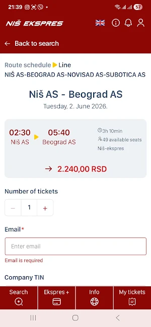 Niš Ekspres prodaja karata Screenshot 1