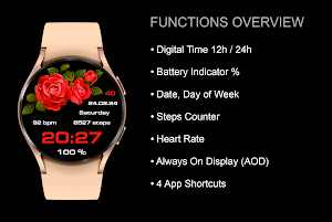 EY33 Red Roses Watchface Screenshot 2