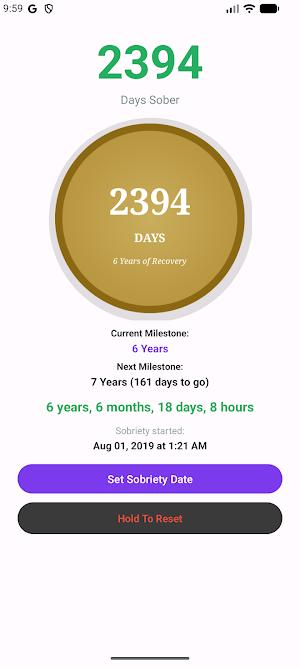 Simple Sobriety Tracker Screenshot 2