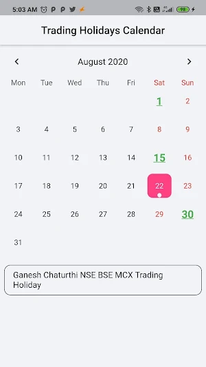 Traders Calendar Screenshot 1