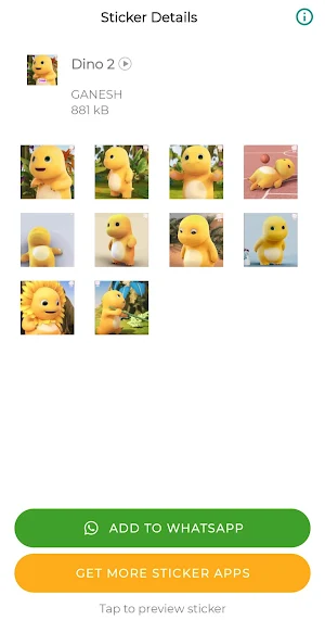 Yellow Dino Stickers for WA Screenshot 1