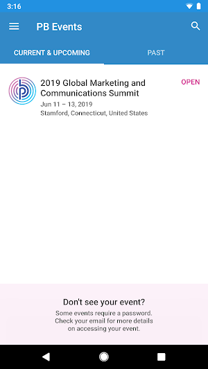 Pitney Bowes Global Events Screenshot 0