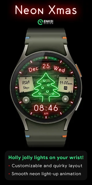 Neon Xmas - digital watch face Screenshot 0