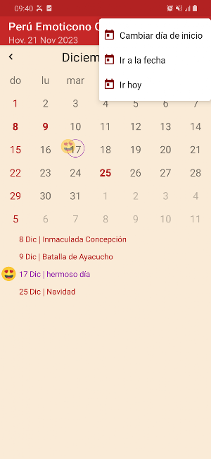 Perú Emoticono Calendario Screenshot 3