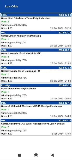 Ice Hockey Prediction App Screenshot 2