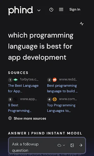 Phind - Ai Search Engine Screenshot 1