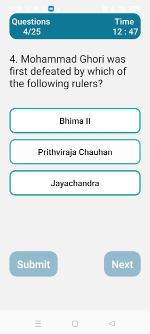Medieval Indian History Quiz Screenshot 3